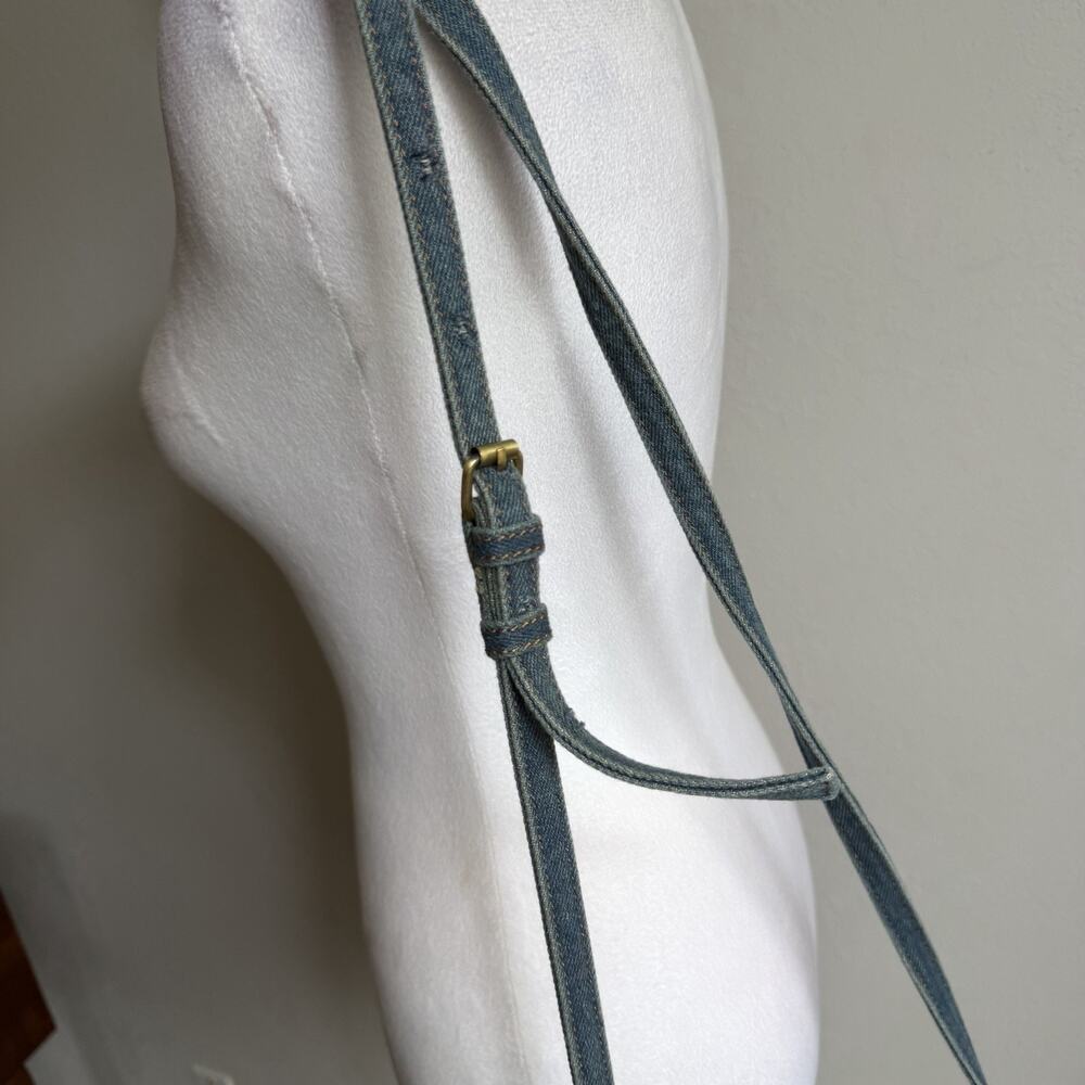 Patricia Nash Healey Denim Pouch Crossbody W/Embroidered Apricot Blossoms Floral - Picture 6 of 10